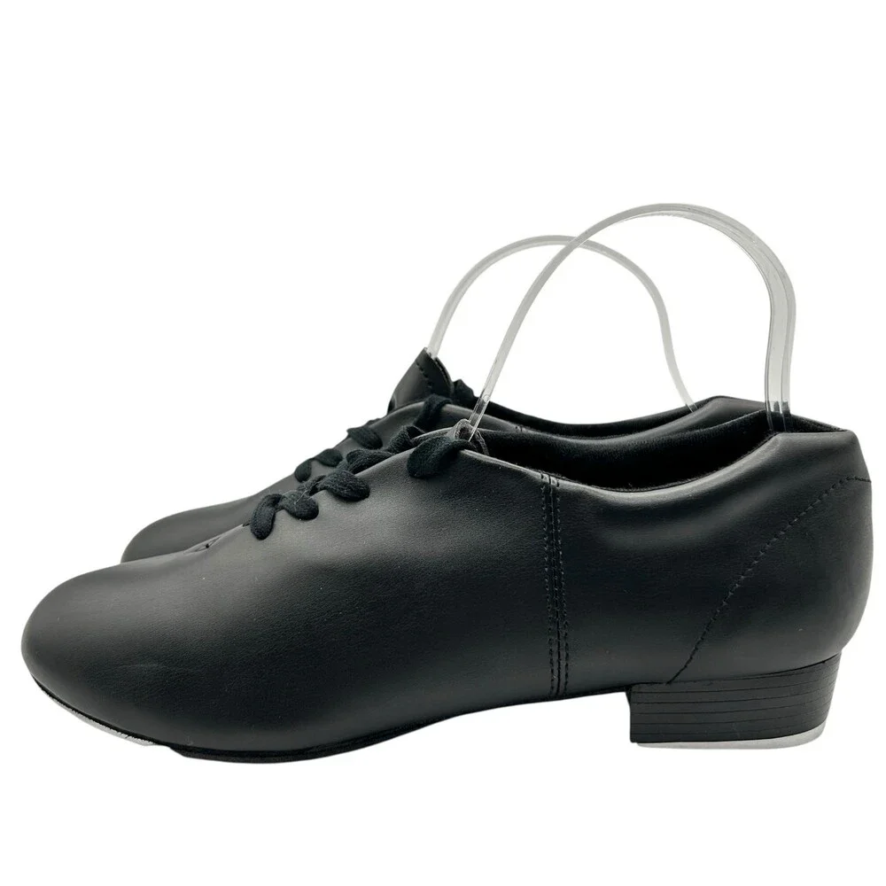 Capezio CG17 Black Leather Lace Up Tap Dance Shoes Women's Size 10 Wide